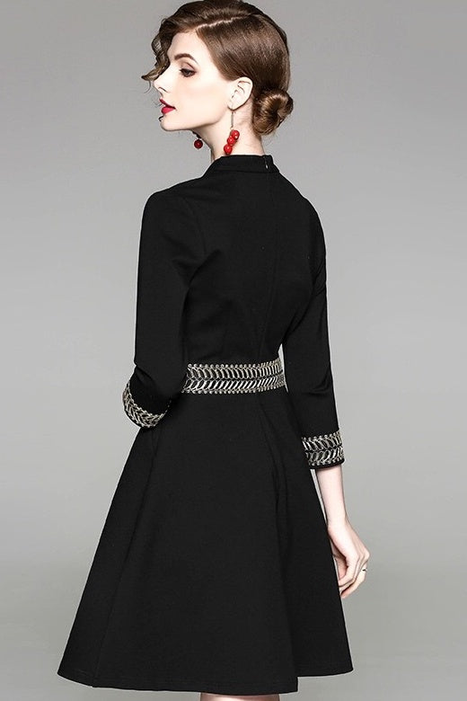 Black Dress W/ Gold Embroidery