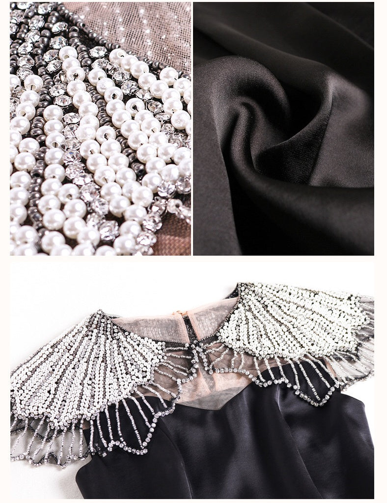 Black Party Dress W/ Beaded Cape