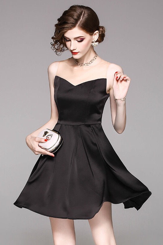 Black Party Dress W/ Beaded Cape