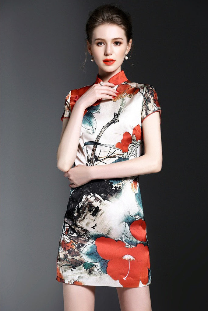 Print Qipao Dress