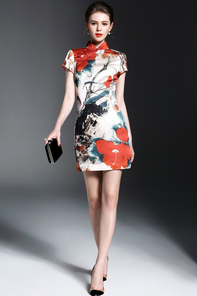 Print Qipao Dress