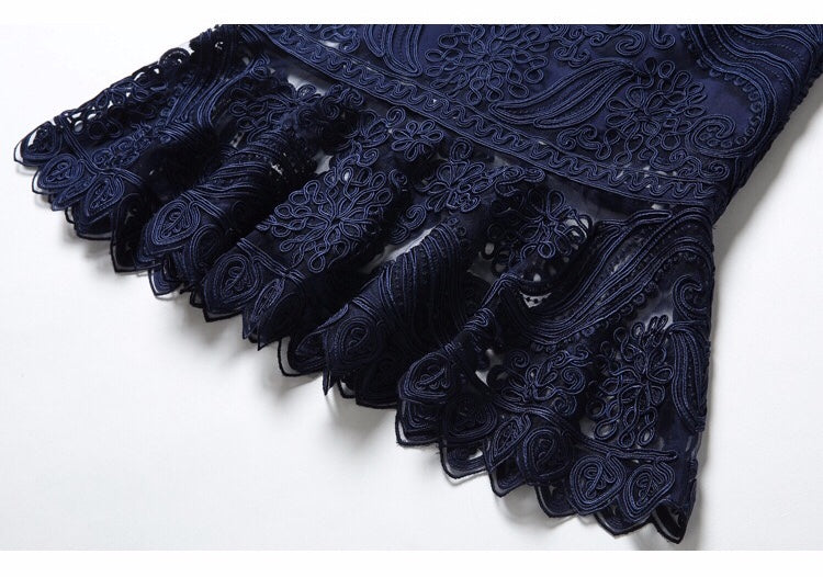 Embroidered Lace Fishtail Dress