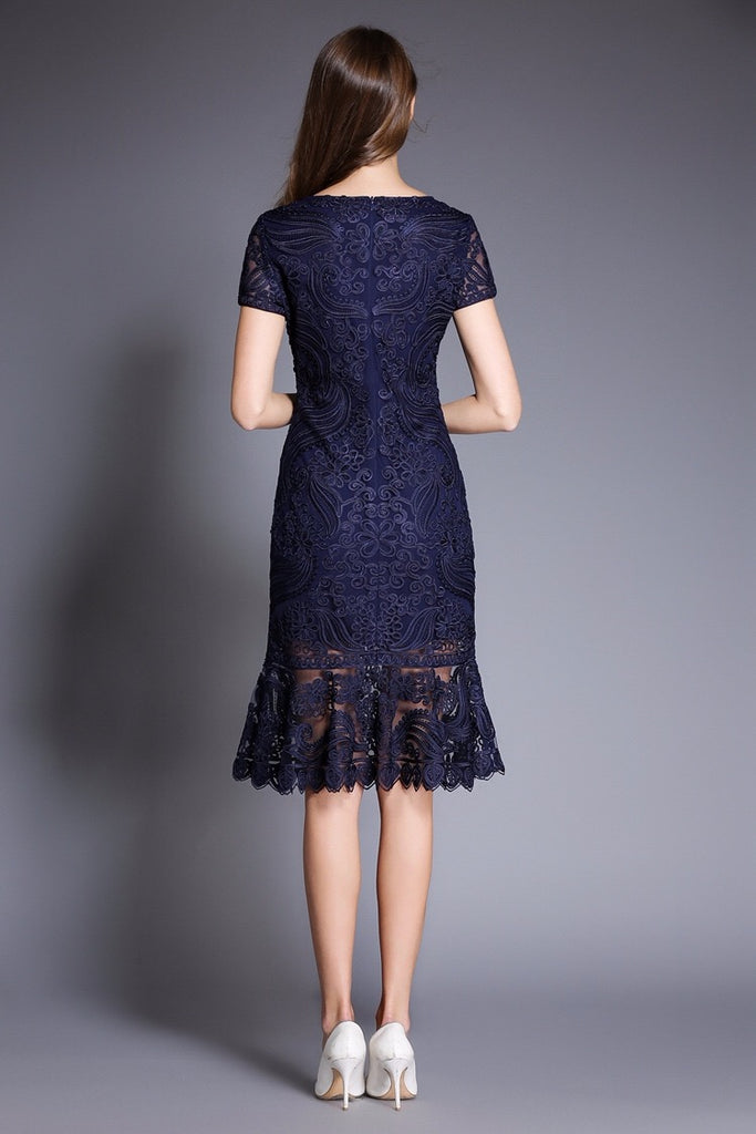 Embroidered Lace Fishtail Dress