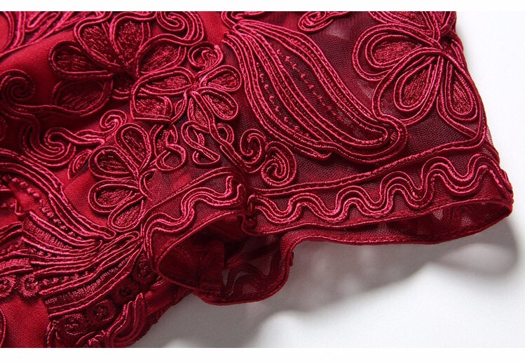 Embroidered Lace Fishtail Dress