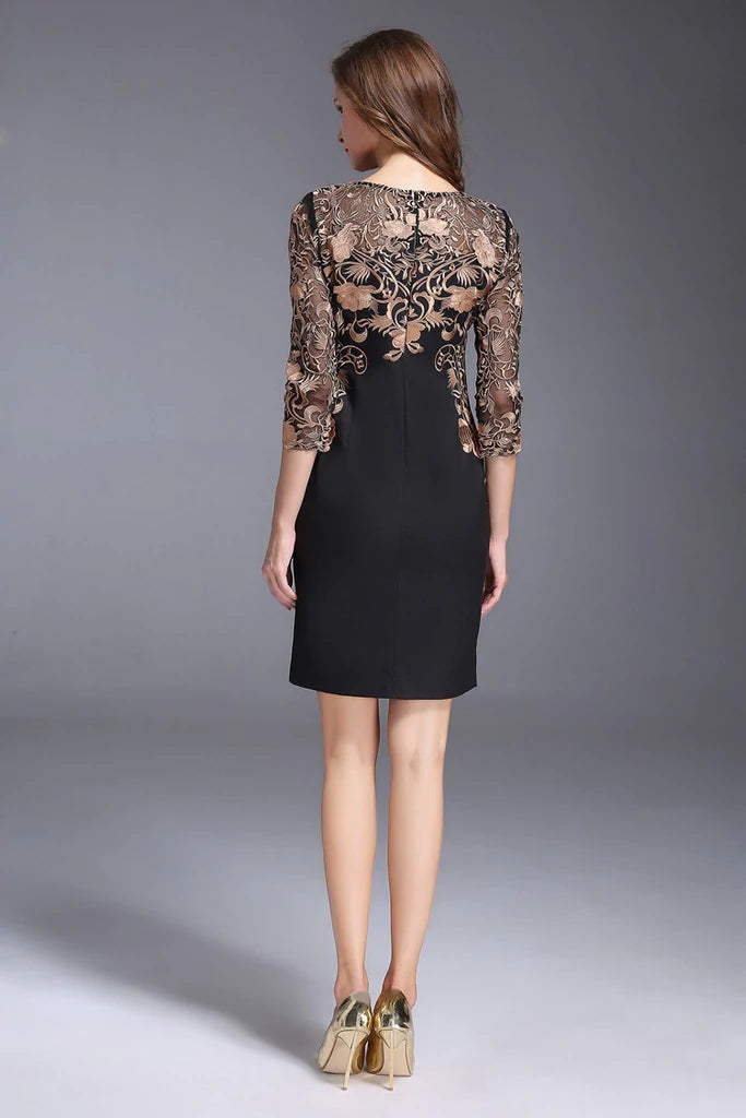 Embroidered Lace Dress - Black Dress XL (US 8) Embroidered Lace Dress - Black Dress XL (US 8)