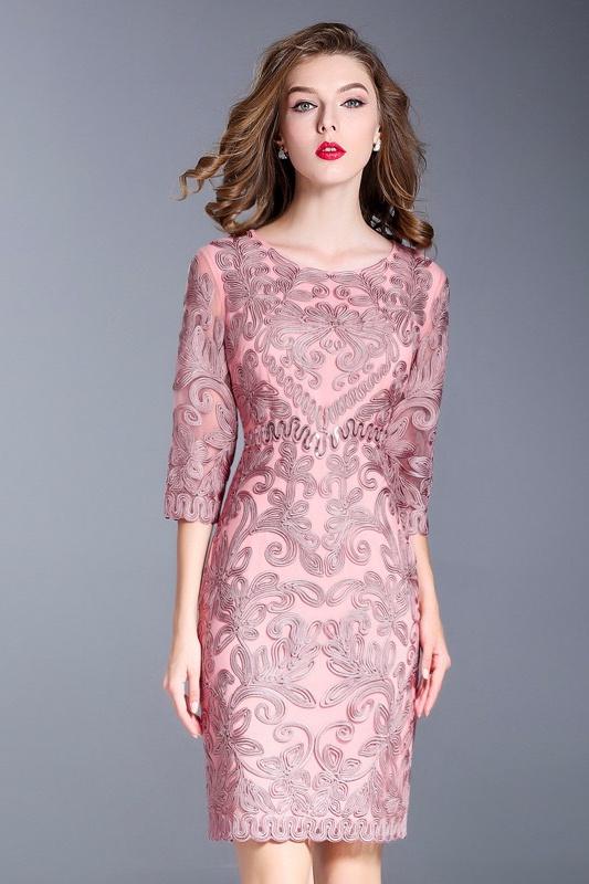 Floral Embroidered Dress W/ Sequin