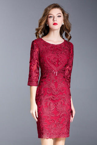 All Embroidered Dress W/ Sequin