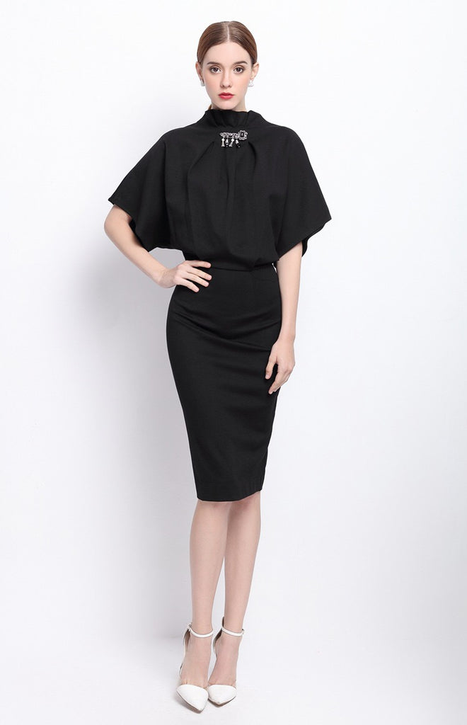 Dolman Sleeve Dress W/ Bead Detail