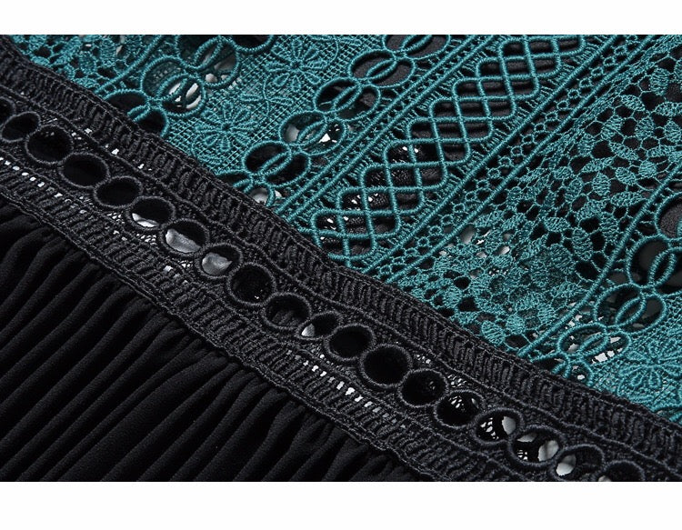 Lace Dress W/ Pleated Detail