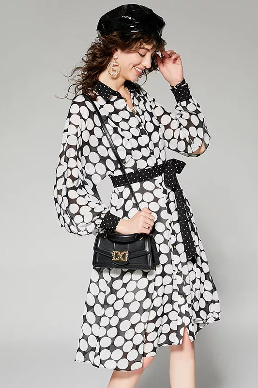 Mixed Dot Print Dress