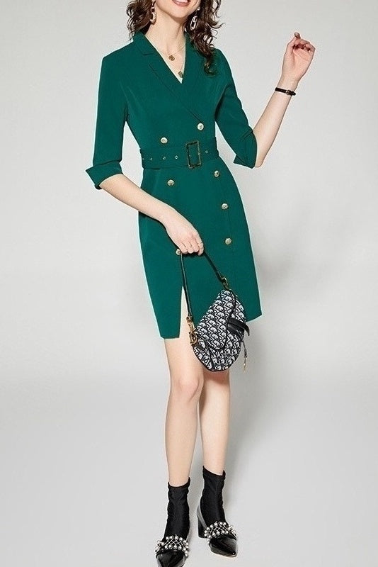 Double Breasted Blazer Dress W/ Belt