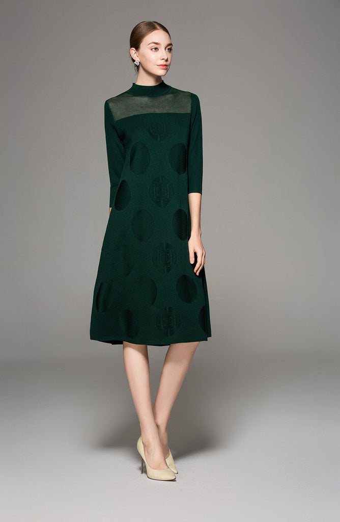 Quarter Sleeve Casual Knit Dress