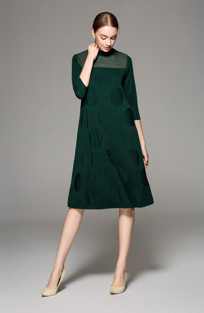 Quarter Sleeve Casual Knit Dress