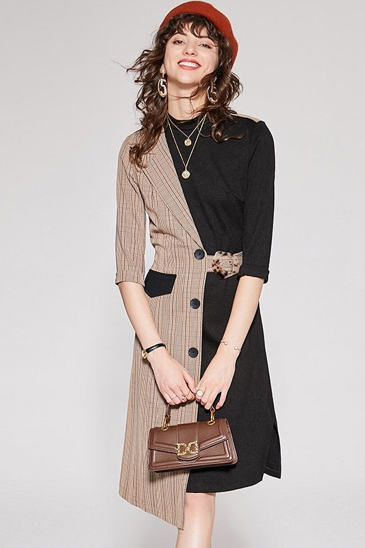 Color Block Belted Dress