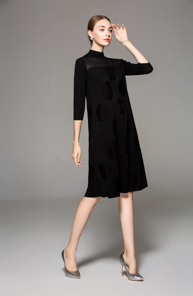 Quarter Sleeve Casual Knit Dress