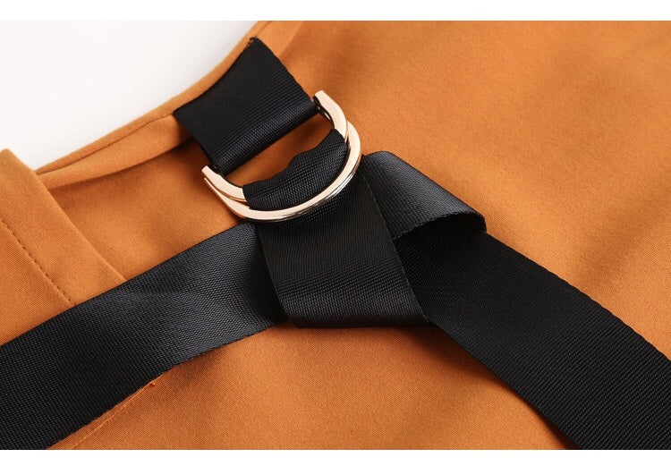 Brown Sleeveless Dress W/ Belt