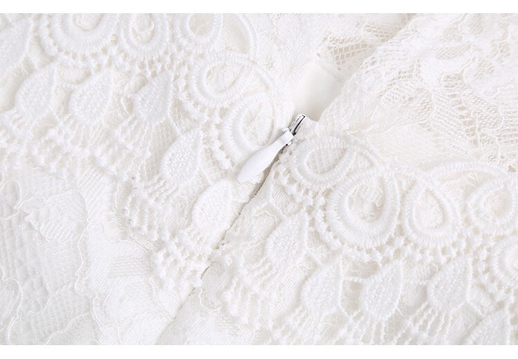 White Dress W/ Lace and Ruffle