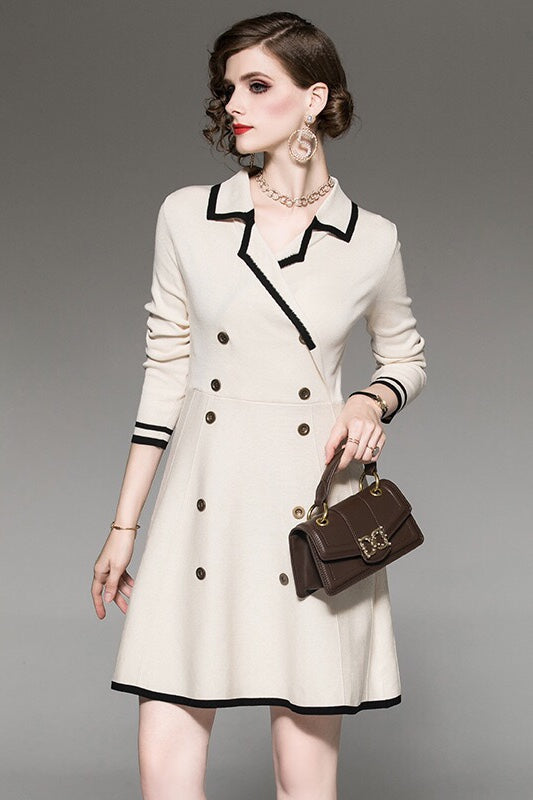 collared knit midi dress Self-Portrait Women's Ribbed Midi Dress - Brown