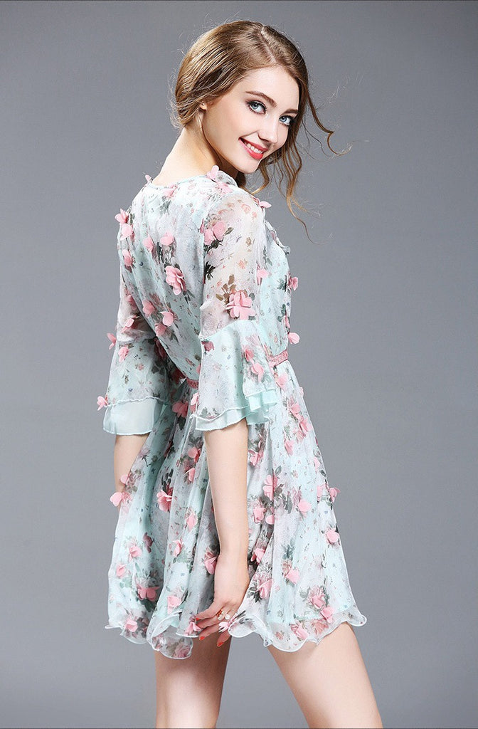 3D Flower Chiffon Dress