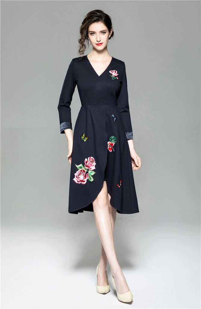 Tulip Hem Embroidered Dress