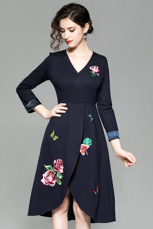 Tulip Hem Embroidered Dress