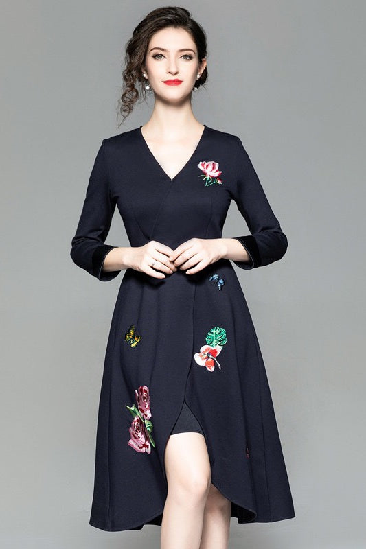 Tulip Hem Embroidered Dress