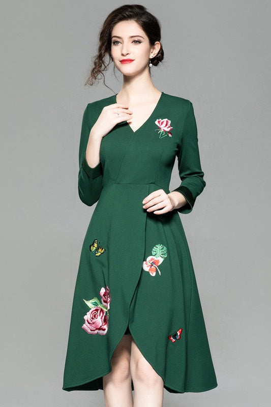 Tulip Hem Embroidered Dress