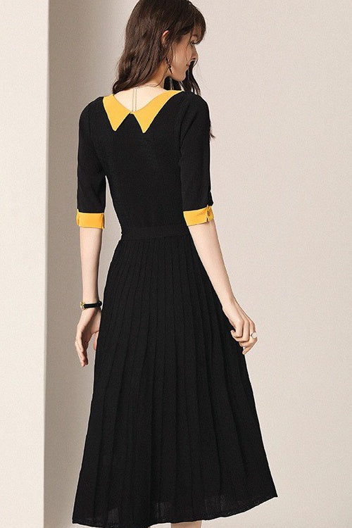 Yellow Collar Button Up Dress
