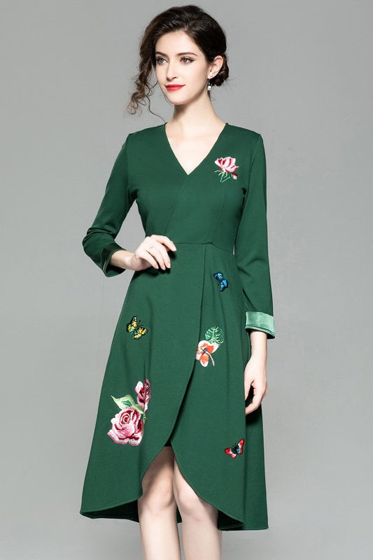 Tulip Hem Embroidered Dress