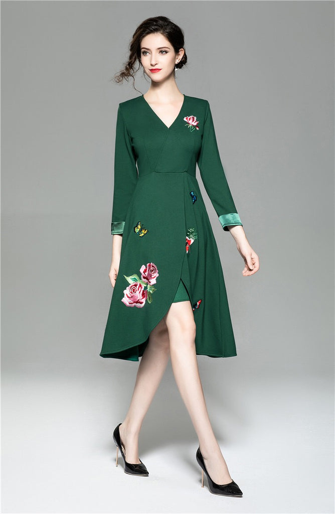 Tulip Hem Embroidered Dress