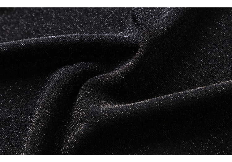 Shiny Knit Dress W/ Hem Slit