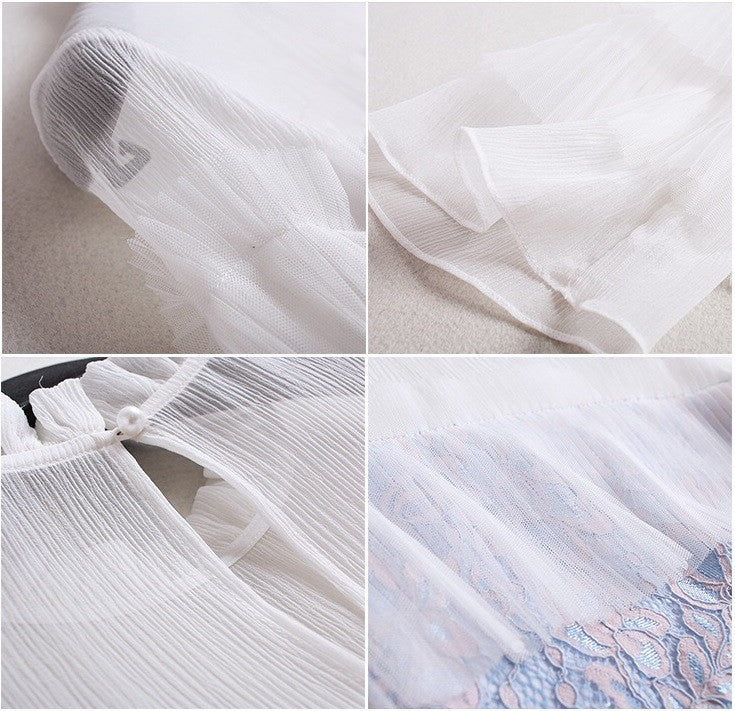 Silk Lace Dress W/ Layered Sleeves