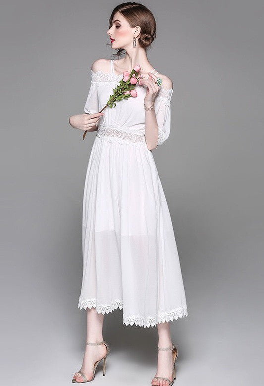 Chiffon Dress W/ Crochet Detail