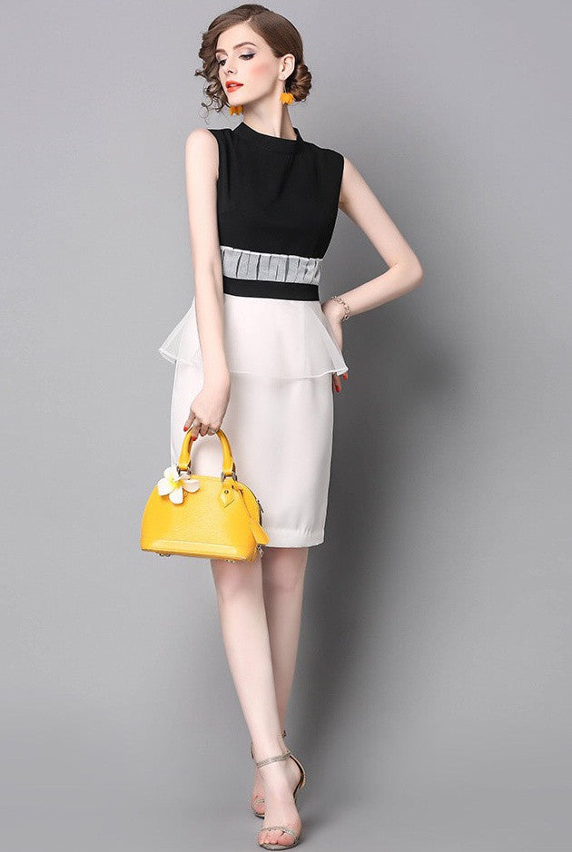 Chiffon Midi Dress W/ Organza