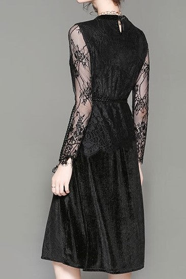 Velvet Dress W/ Lace Overlay