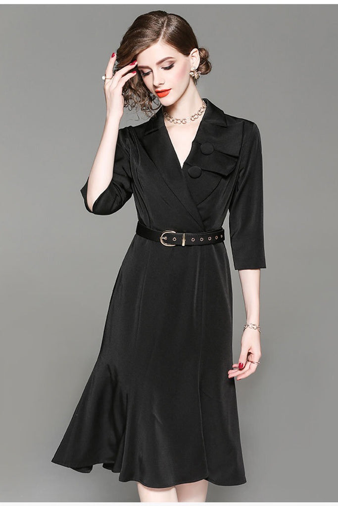Fashion Collar Dress W/ Belt