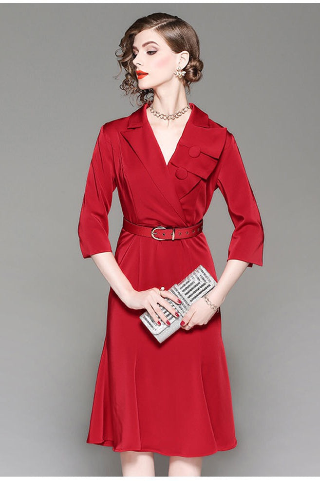Fashion Collar Dress W/ Belt