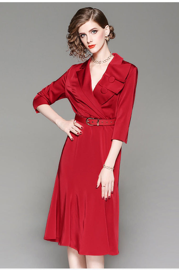 Fashion Collar Dress W/ Belt