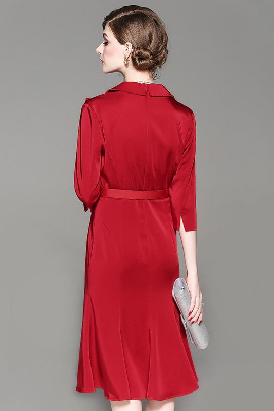 Fashion Collar Dress W/ Belt