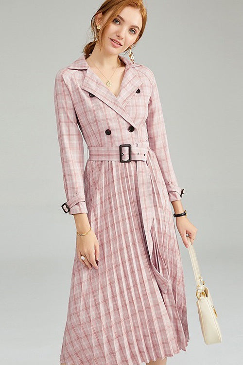 Plaid Dress W/ Pleats