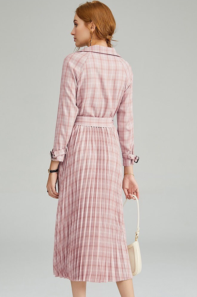 Plaid Dress W/ Pleats