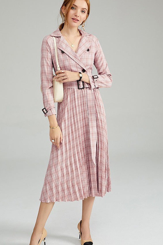 Plaid Dress W/ Pleats