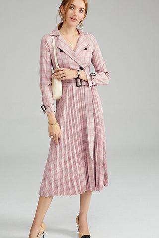 Plaid Dress W/ Pleats