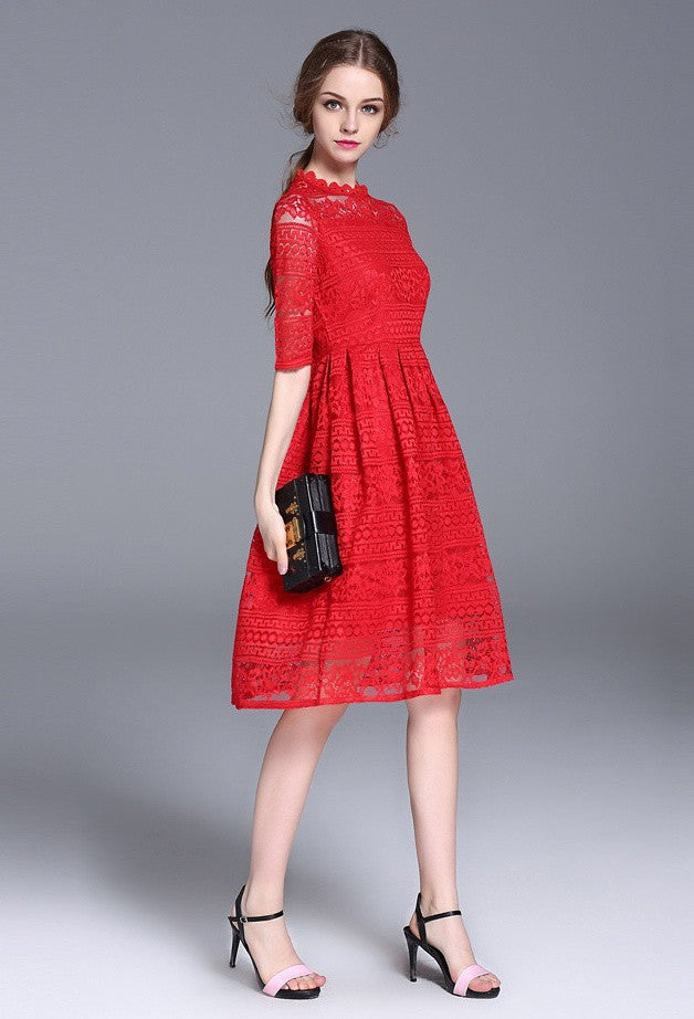 All-Over Lace Midi Dress