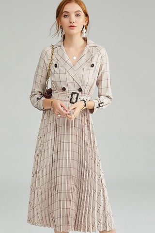 Plaid Dress W/ Pleats