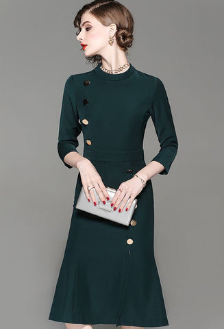 Tencel Dress W/ Button Detail