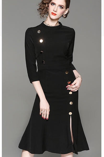 Tencel Dress W/ Button Detail