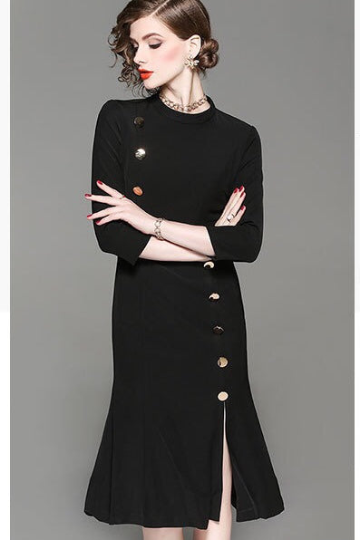 Tencel Dress W/ Button Detail