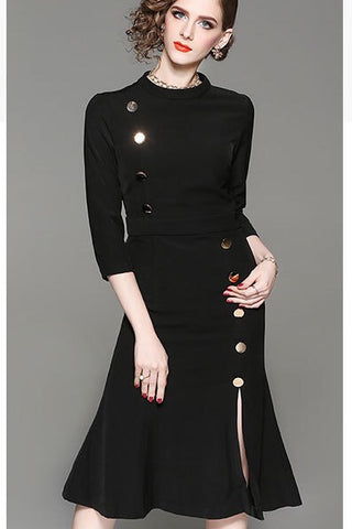 Tencel Dress W/ Button Detail