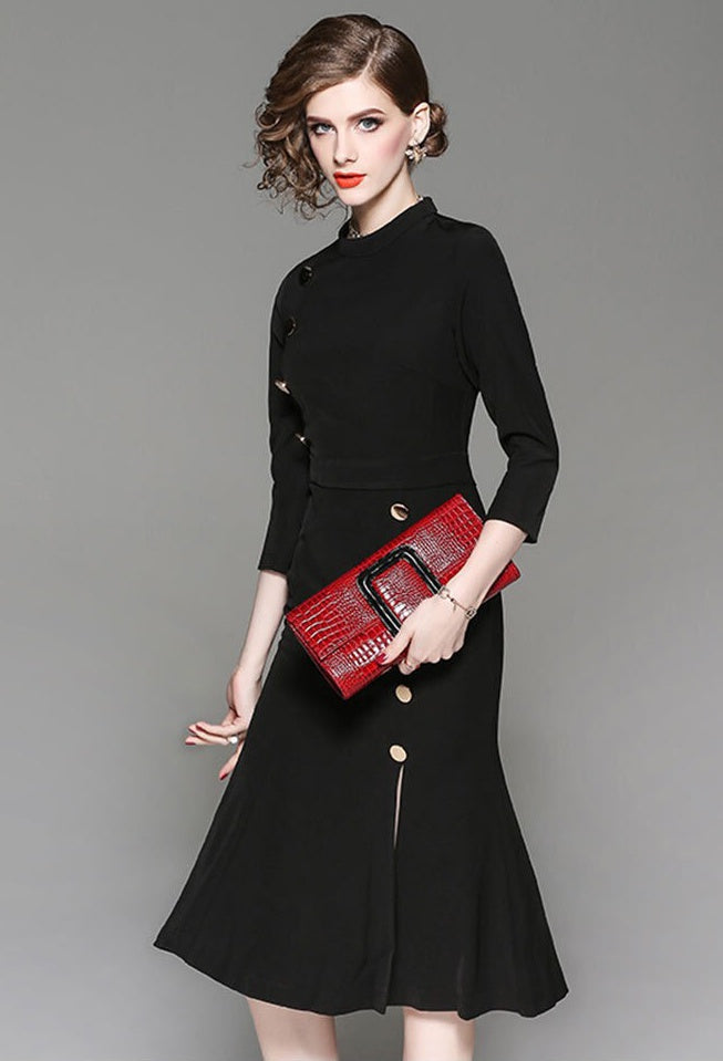 Tencel Dress W/ Button Detail